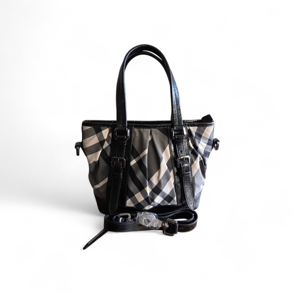 Burberry Handbags - Burberry Black and Gray Plaid Tote